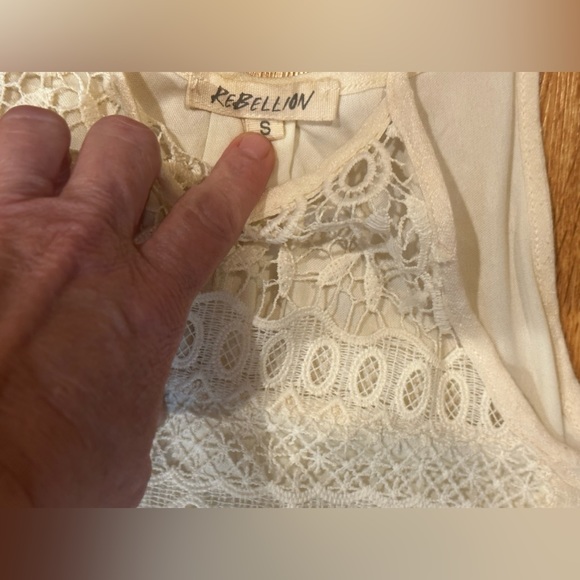 Lace Cream Ivory dress handkerchief crochet Rebellion small S sleeveless - Picture 3 of 6